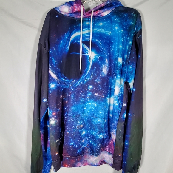 LAIDIPAS GALAXY SWIRL PLANET NASA HOODED HOODIE FRONT POCKET SWEATER - Picture 1 of 5